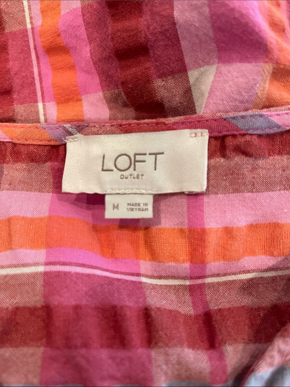 Loft Outlet Plaid Ruffle Top Medium - Picture 5 of 5